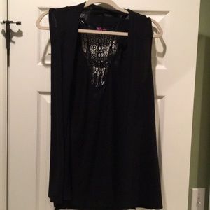 Agenda XL sleeveless cardigan w lace back